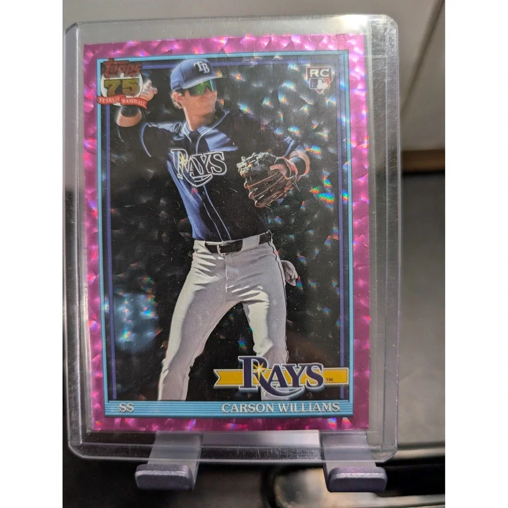 2024 Topps Carson Williams RC Pink Foil Crackle T91-38 Tampa Bay Rays Rookie